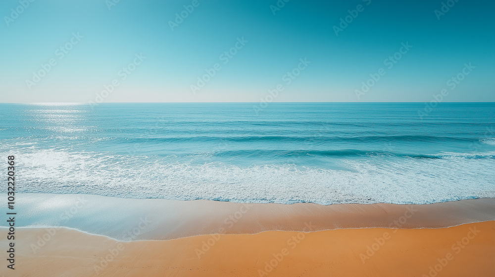 The ocean is calm and the sky is blue The ocean is calm and the sky is blue