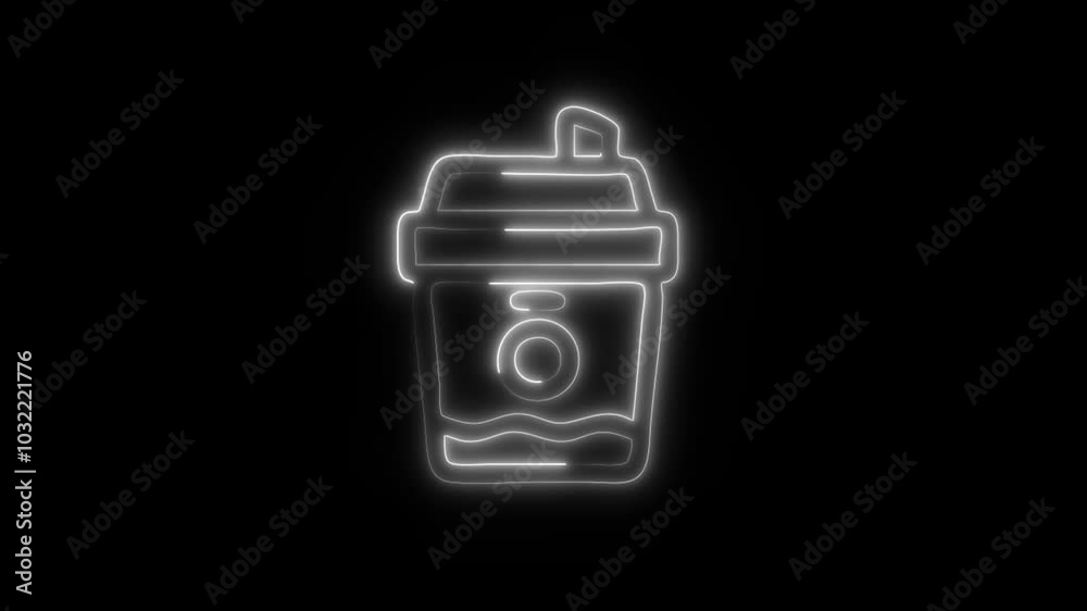 Glowing Coffee Cup Icon in HD Video Neon Animation – Beverage and Cafe Symbol on Black Background Glowing Coffee Cup Icon in HD Video Neon Animation – Beverage and Cafe Symbol on Black Background
