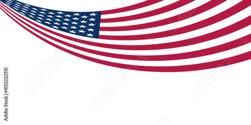 Abstract banner with the US flag on transparent background. Empty space for text. Perfect for US elections, presidential day, independence day or other American national holidays. Vector illustration