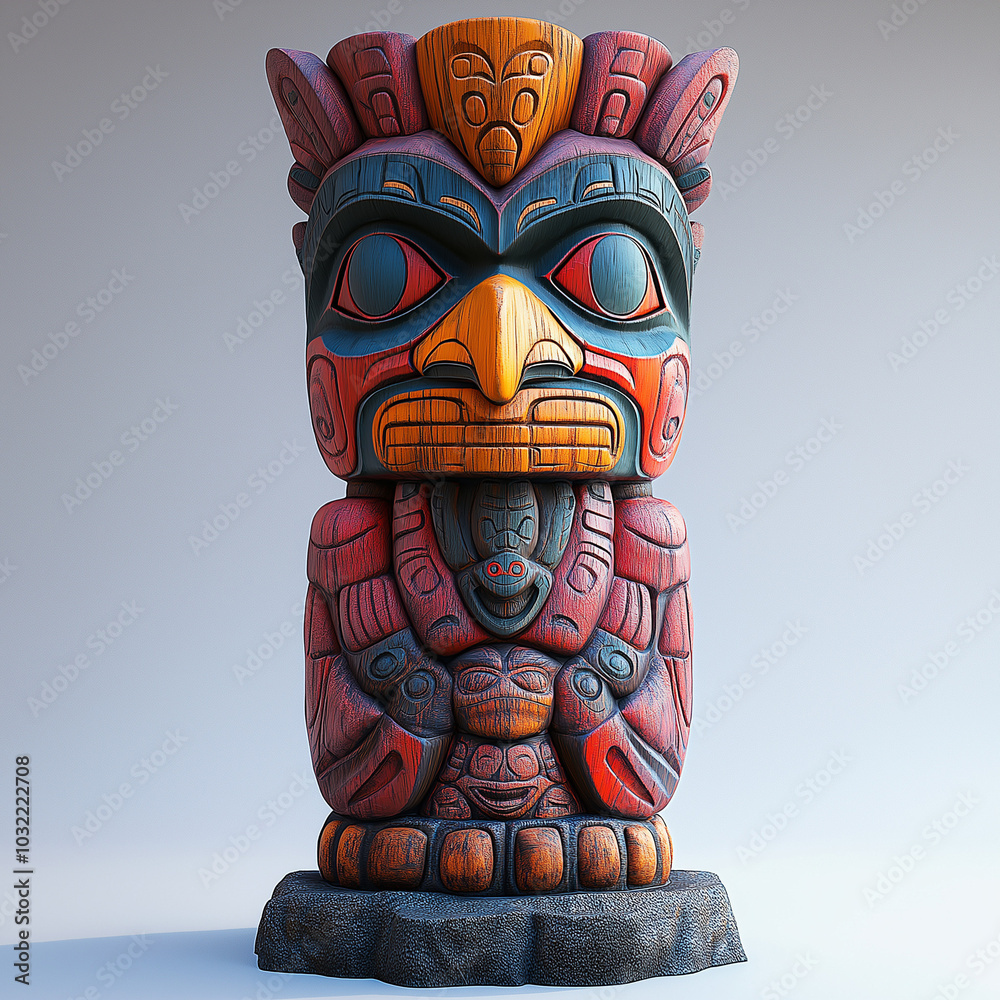 Traditional Indigenous totem with intricate carving Traditional Indigenous totem with intricate carving