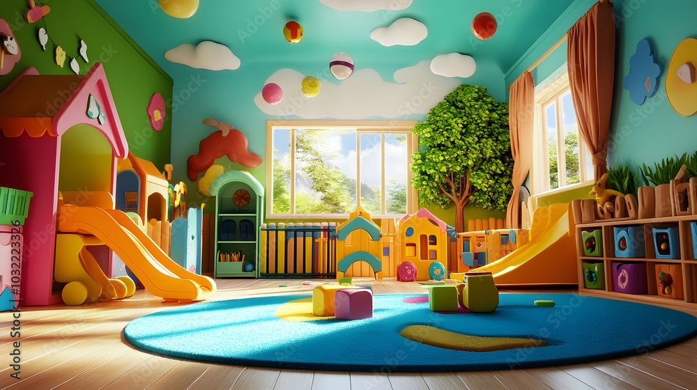 various children's toys rendering minimal background