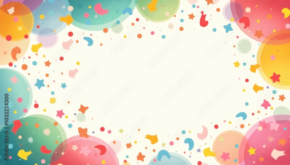A lively and cheerful design showcases a burst of colorful bubbles and confetti, creating an inviting atmosphere for celebrations, parties, and events filled with joy with copyspace A lively and cheerful design showcases a burst of colorful bubbles and confetti, creating an inviting atmosphere for celebrations, parties, and events filled with joy with copyspace