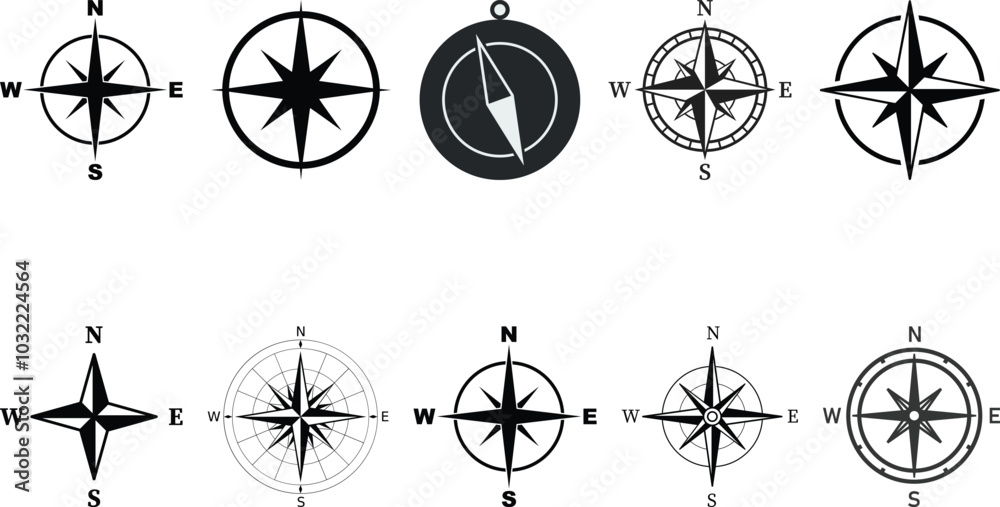 compass icon set collection compass icon set collection