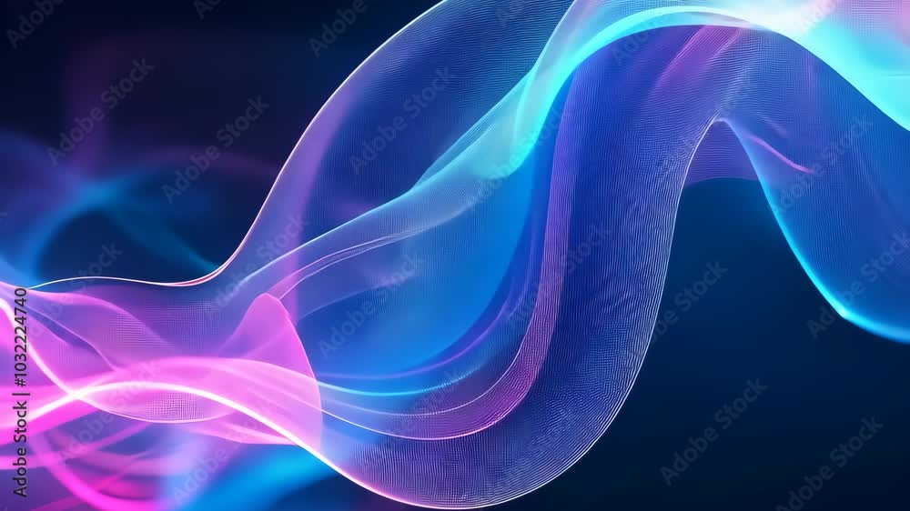Colorful abstract light waves on dark background.