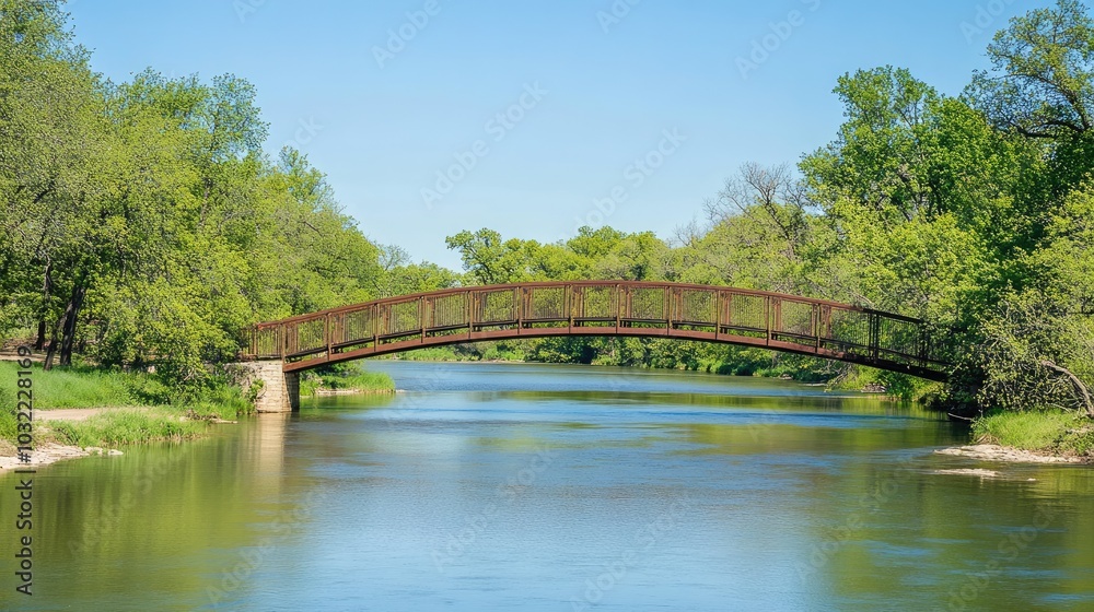 Serene Bridge over Tranquil Water in Lush Park Setting Serene Bridge over Tranquil Water in Lush Park Setting