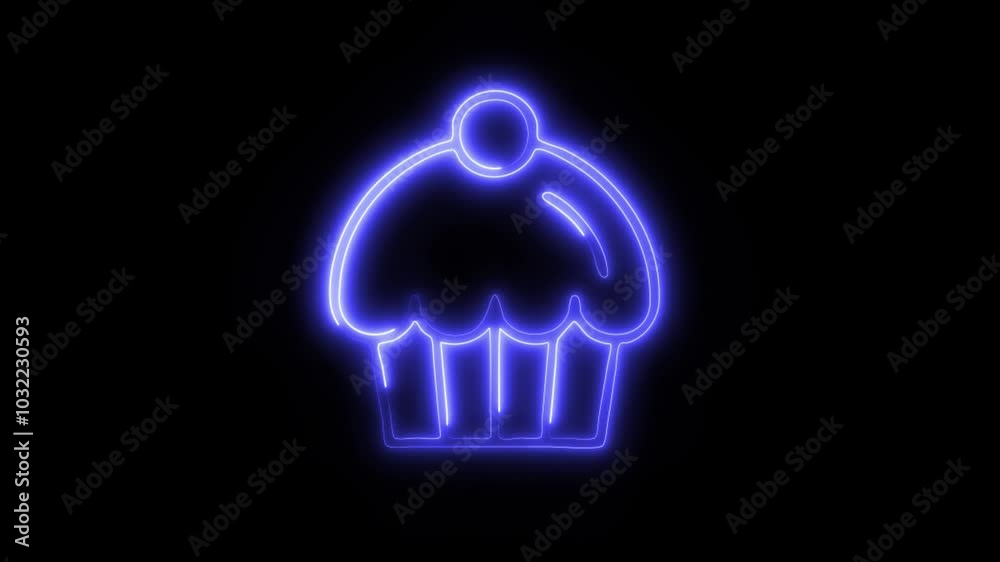 Glowing Cupcake Icon in HD Video Neon Animation – Dessert and Bakery Symbol on Black Background Glowing Cupcake Icon in HD Video Neon Animation – Dessert and Bakery Symbol on Black Background