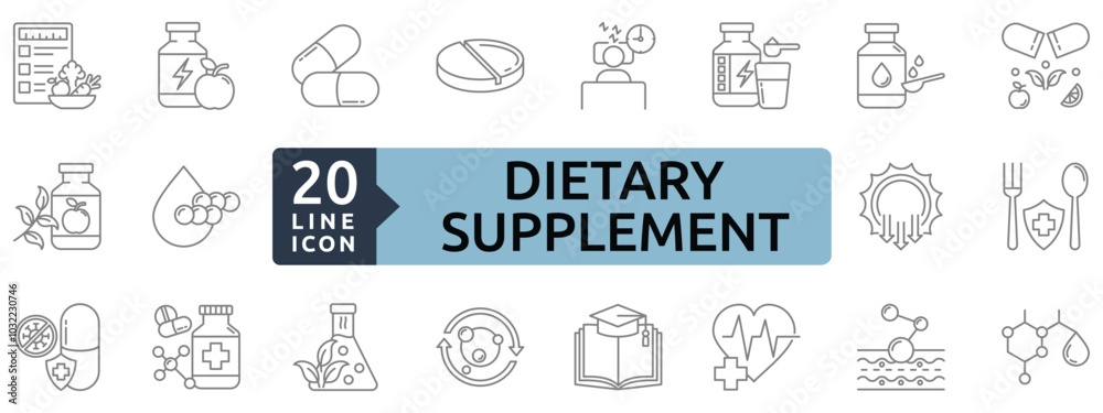 Dietary supplement icon set Dietary supplement icon set