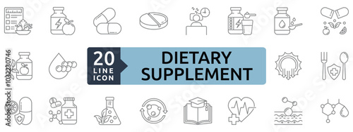 Dietary supplement icon set