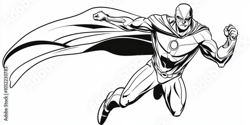 Wallpaper Mural Black and white drawing of a superhero flying. Torontodigital.ca