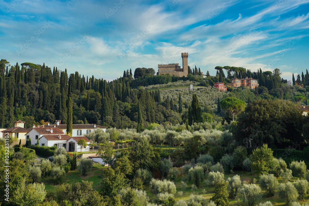 Tuscan landscape seen from the Boboli Gardens in Florence. Tuscan landscape seen from the Boboli Gardens in Florence.