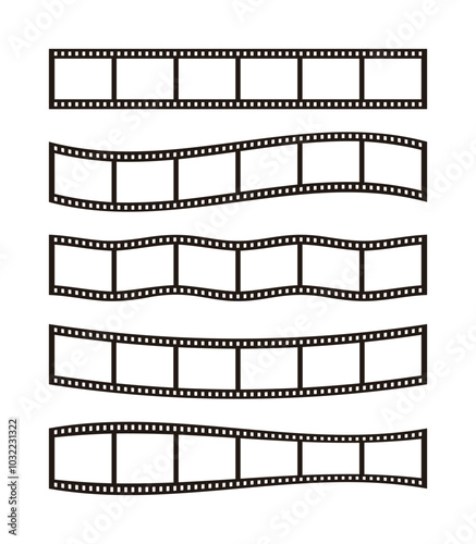 Retro, vintage style camera photo film frame illustration design set. 