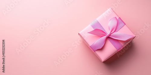 Pink Gift Box on Pink Background