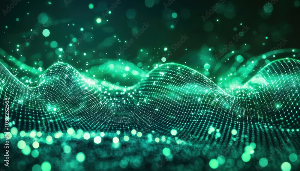 A vibrant abstract representation of waves and particles, illustrating concepts of technology and data visualization. A vibrant abstract representation of waves and particles, illustrating concepts of technology and data visualization.