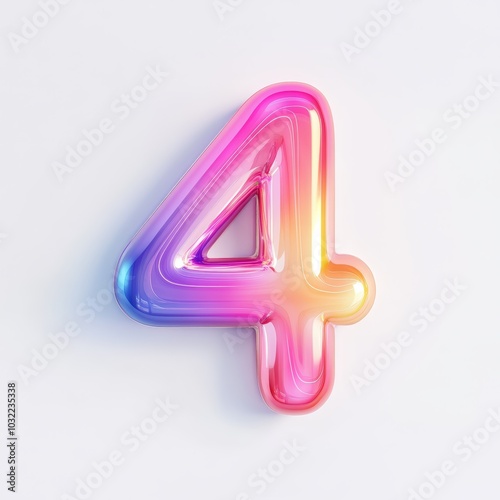 Free Download 3D number 4 with rainbow gradient realistic modern design, soft lighting, white background - GFXLoad