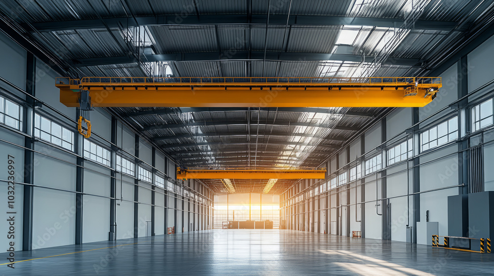 Empty and bright background inside the modern factory floor Empty and bright background inside the modern factory floor