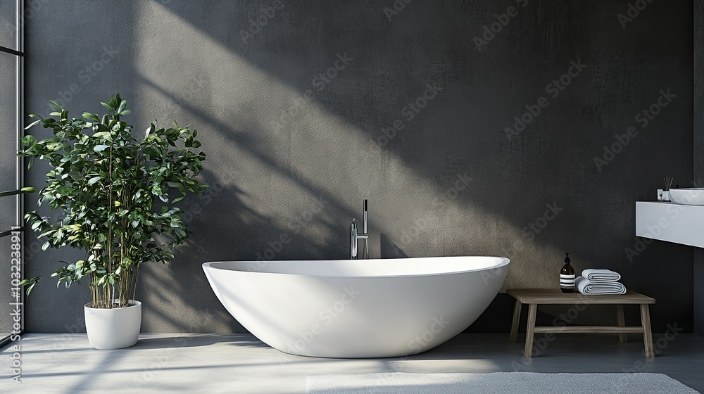 Modern Minimalist Bathroom with Freestanding Tub Modern Minimalist Bathroom with Freestanding Tub