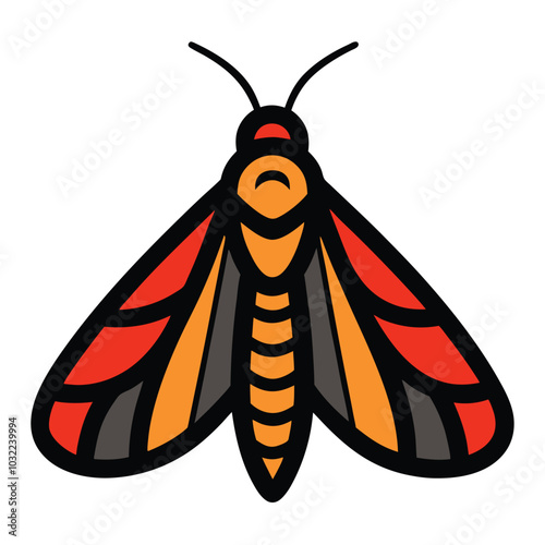 Solid color Tiger Moth animal vector design