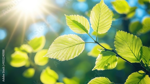 Bright Sunlight Through Green Leaves in Nature