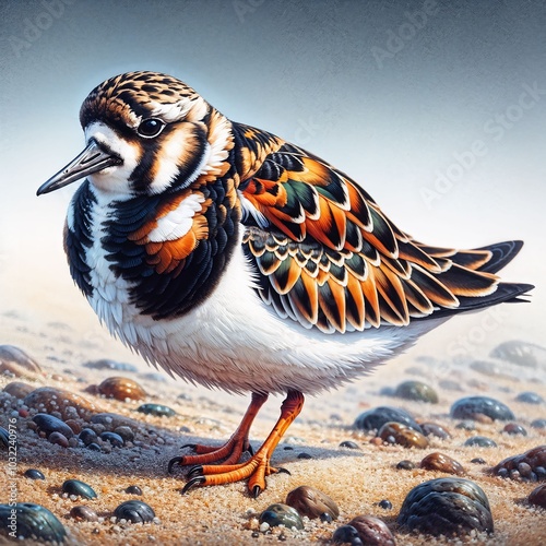 Portrait of Ruddy turnstone, arenaria interpres photo