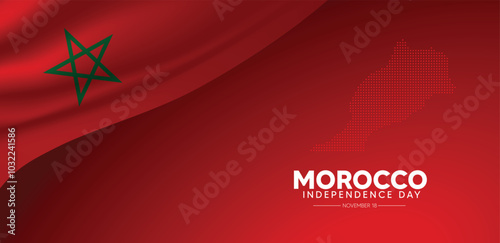 Morocco Independence Day 18 November waving flag vector poster