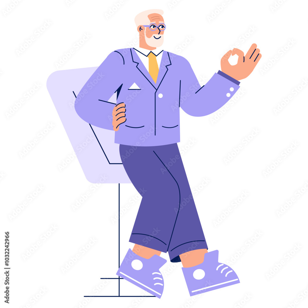 Older Businessman. Flat Vector Illustration Older Businessman. Flat Vector Illustration