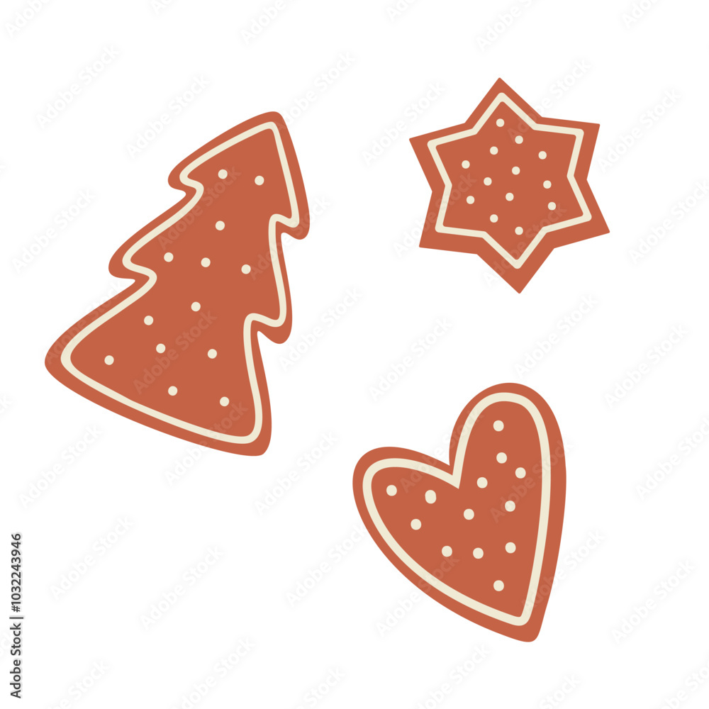 Gingerbread cookies in the shape of a Christmas tree. Vector illustration Gingerbread cookies in the shape of a Christmas tree. Vector illustration