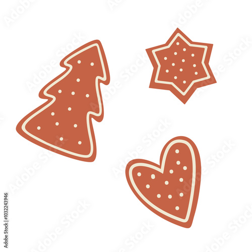 Gingerbread cookies in the shape of a Christmas tree. Vector illustration