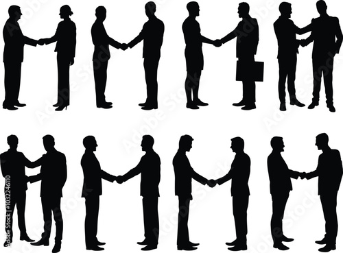 People or businessmen handshake silhouettes