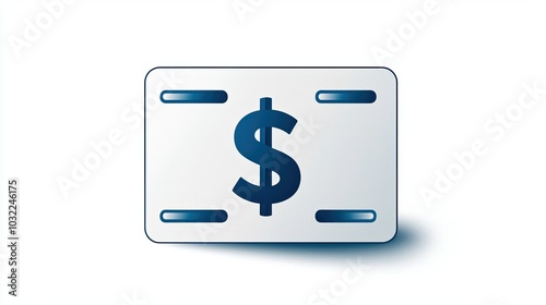 Blue dollar sign on a minimalist white card with rounded corners