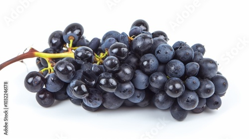 Savoring the Lusciousness: A Captivating Display of Black Grapes on a White Canvas