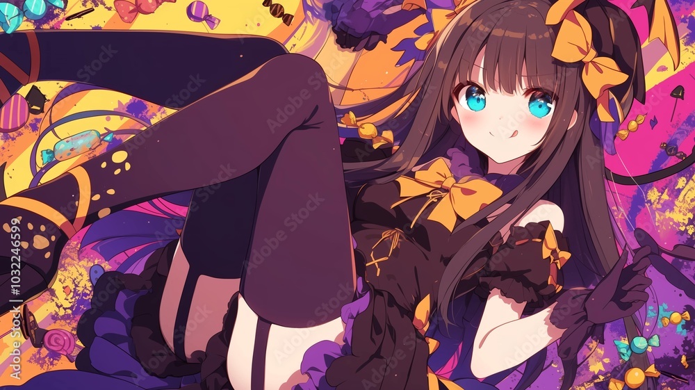 ハロウィンのコスプレをしたアニメ調の美少女 ハロウィンのコスプレをしたアニメ調の美少女