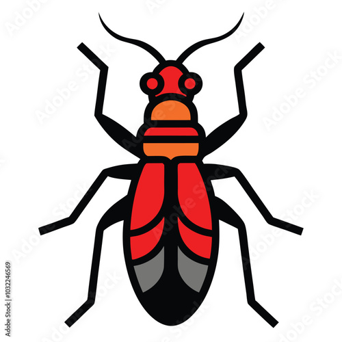 Solid color Tiger Beetle animal vector design photo