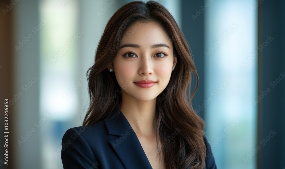 Young Asian businesswoman in formal wear portrait of confident business woman in office professional business attire, emphasizing confidence and, Generative AI Young Asian businesswoman in formal wear portrait of confident business woman in office professional business attire, emphasizing confidence and, Generative AI