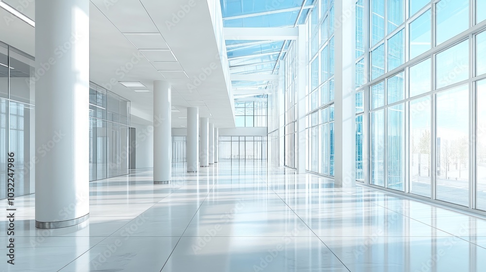 Modern Interior Design with Glass Walls and Columns Modern Interior Design with Glass Walls and Columns