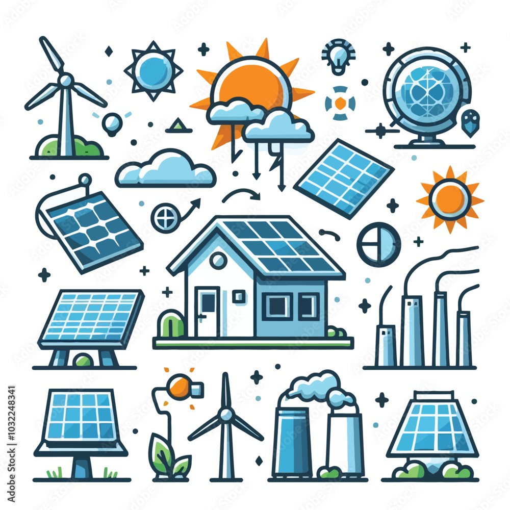 Naklejka premium Solar panel as a clean energy source. icon