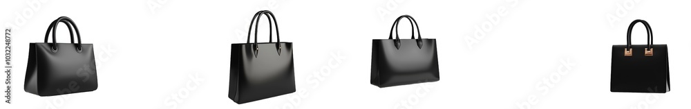 An isolated cutout object with a shadow on a transparent background, representing a casual black leather women bag. An isolated cutout object with a shadow on a transparent background, representing a casual black leather women bag.