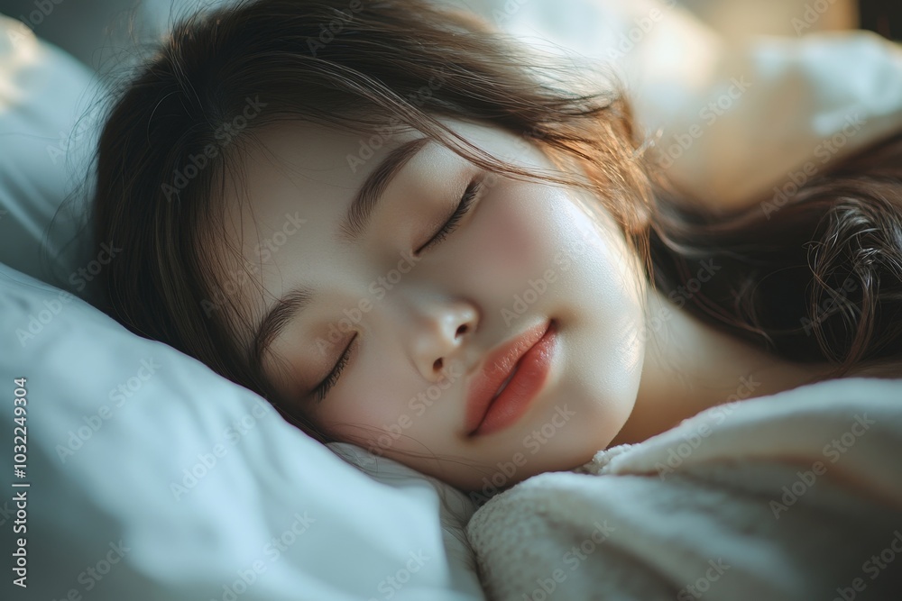 Young girl Sleep Relax and dreaming, Generative AI Young girl Sleep Relax and dreaming, Generative AI
