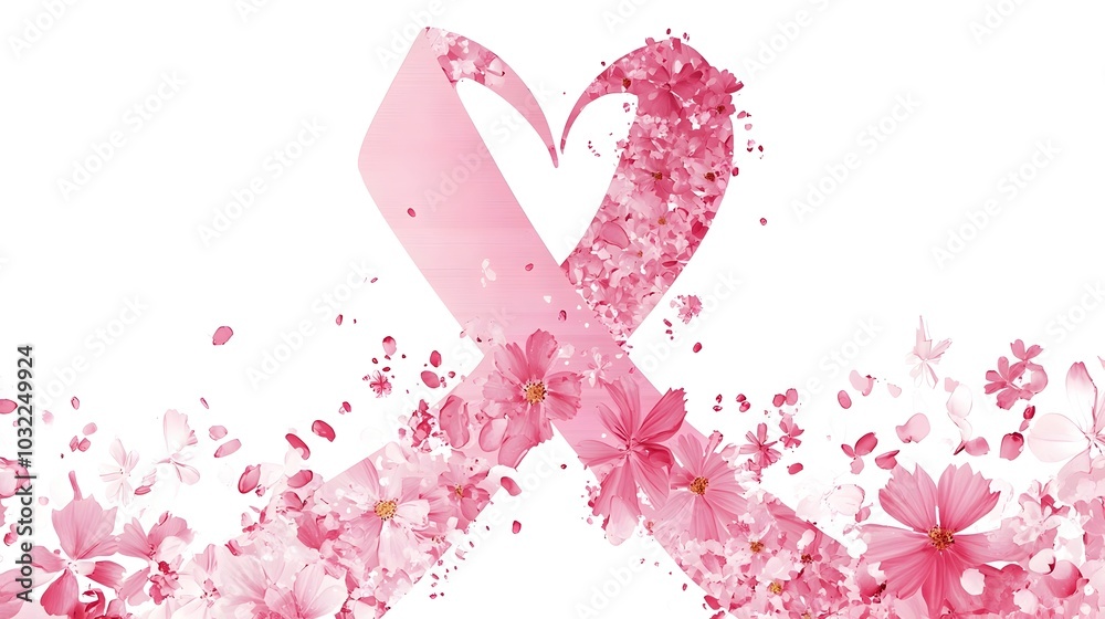 Pink Floral Ribbon Heart Explosion Bursting with Vibrant Petals and Romantic Elegance Pink Floral Ribbon Heart Explosion Bursting with Vibrant Petals and Romantic Elegance