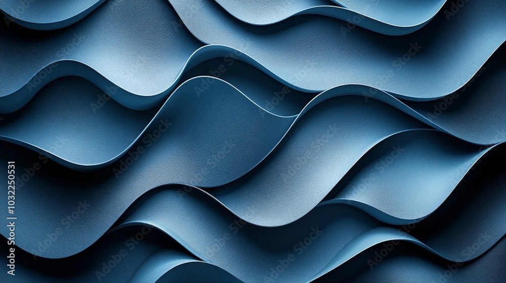 Fototapeta Abstract winter aconite bas-relief pattern, monochromatic cool blues, studio ring light for uniform shadows, isometric view, tilt-shift effect, modern architectural application showcase