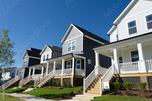 A row of newly constructed residential houses