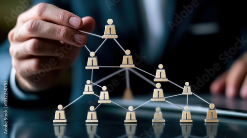 Organizational structure concept. Teamwork organization and business workflow process management for Information on hierarchical structure of departments in business. photo
