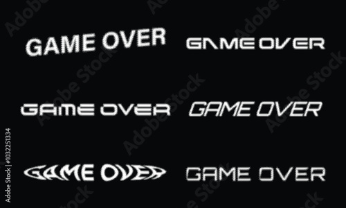 a bundle pack of game over typography for tech and gaming with bitmap monochrome style