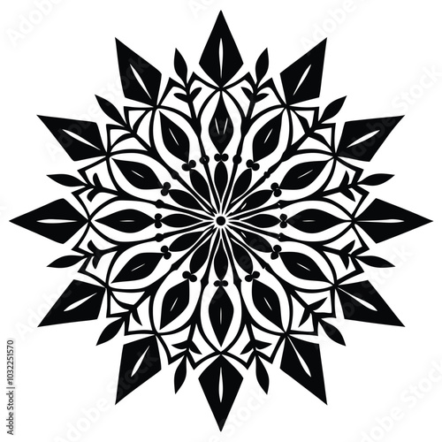 Christmas Mandala Silhouette Art.