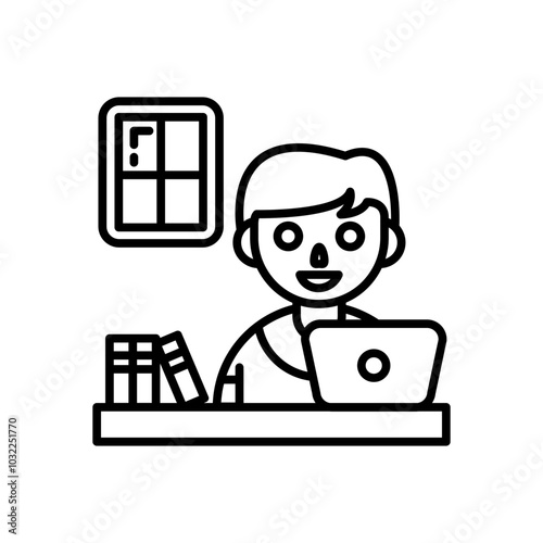 Telecomputing Outline Icon, Vector illustration