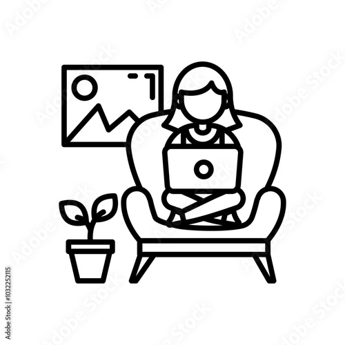 House Work Outline Icon, Vector illustration