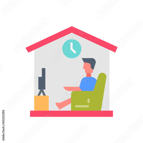 Stay At Home Flat Icons, Vector illustration