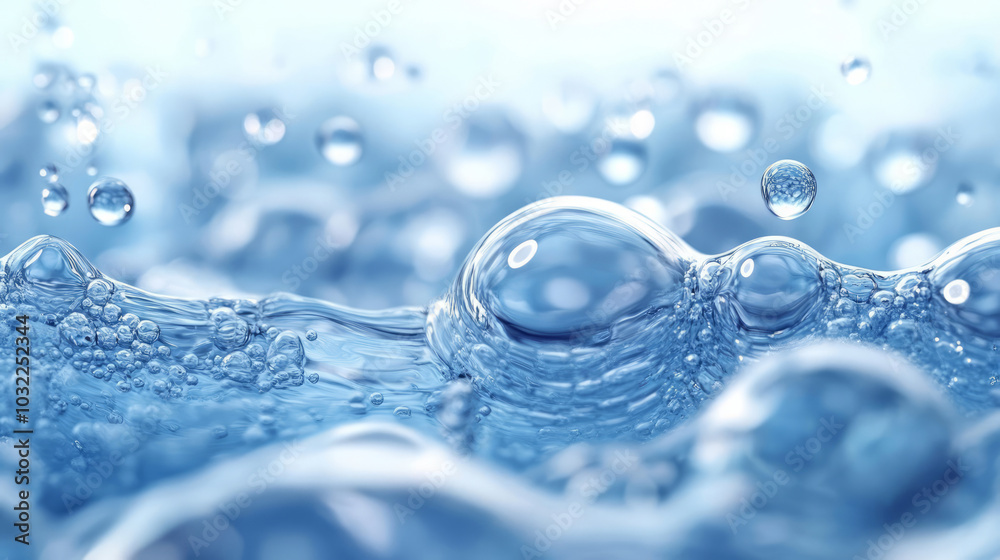 Transparent liquid water and bubble close-up background Transparent liquid water and bubble close-up background
