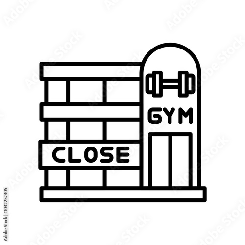 Gym Closed Outline Icon, Vector illustration