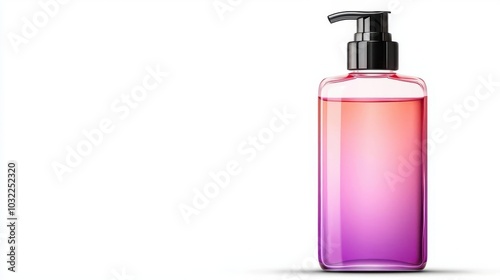 A shower gel bottle illustration, personal care item, realistic style, bright colors, isolated on white background