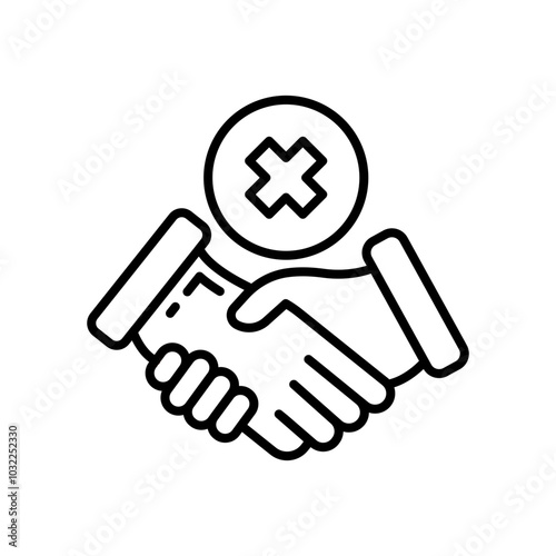 No Hand Shake Outline Icon, Vector illustration